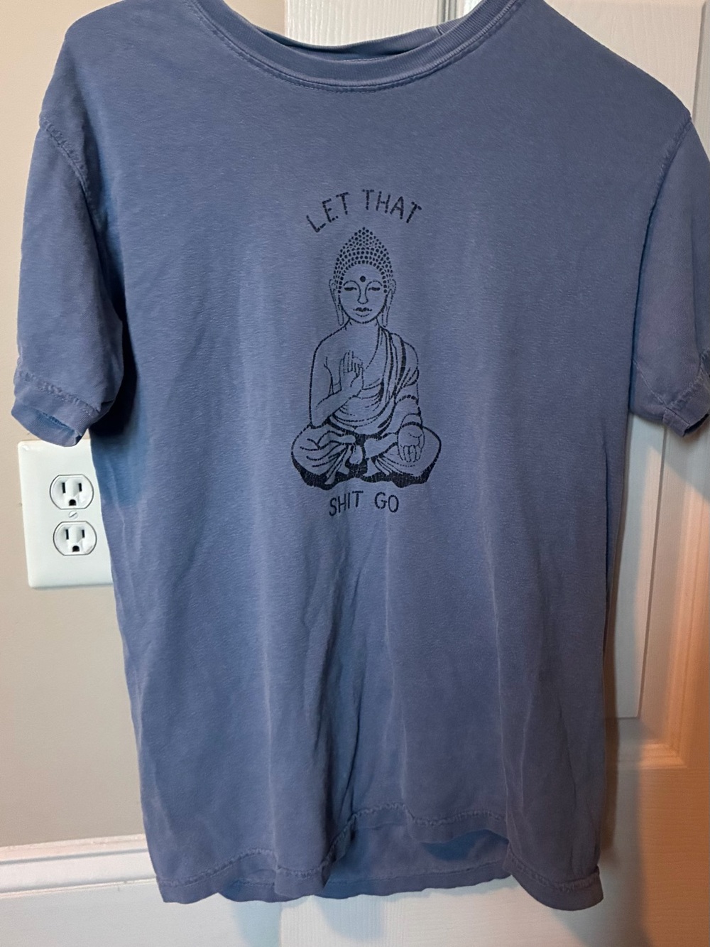Comfort Colors Slate Blue Short Sleeve Tee with Buddha Graphic